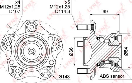 LYNXauto WH-1053 - Подшипник ступицы колеса, комплект autospares.lv