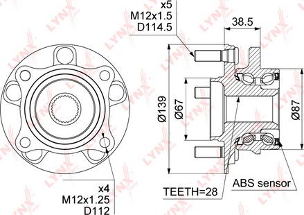 LYNXauto WH-1025 - Подшипник ступицы колеса, комплект autospares.lv