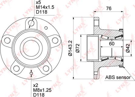 LYNXauto WH-1243 - Подшипник ступицы колеса, комплект autospares.lv