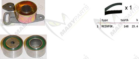 Mabyparts OBK010445 - Комплект зубчатого ремня ГРМ autospares.lv