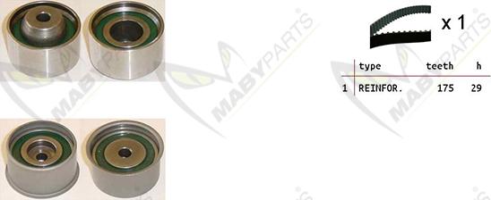 Mabyparts OBK010454 - Комплект зубчатого ремня ГРМ autospares.lv