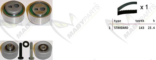 Mabyparts OBK010438 - Комплект зубчатого ремня ГРМ autospares.lv