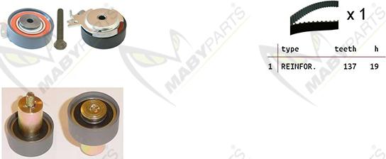 Mabyparts OBK010524 - Комплект зубчатого ремня ГРМ autospares.lv