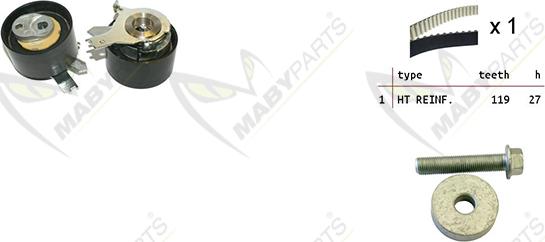 Mabyparts OBK010049 - Комплект зубчатого ремня ГРМ autospares.lv