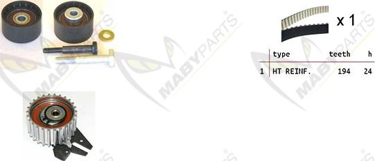 Mabyparts OBK010040 - Комплект зубчатого ремня ГРМ autospares.lv