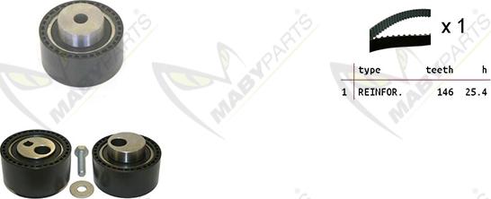 Mabyparts OBK010142 - Комплект зубчатого ремня ГРМ autospares.lv