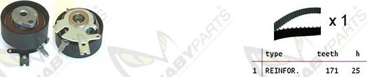 Mabyparts OBK010154 - Комплект зубчатого ремня ГРМ autospares.lv