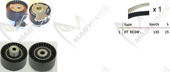 Mabyparts OBK010111 - Комплект зубчатого ремня ГРМ autospares.lv