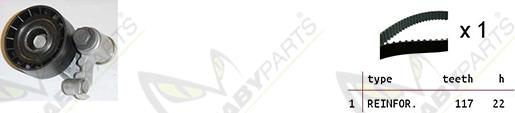 Mabyparts OBK010185 - Комплект зубчатого ремня ГРМ autospares.lv