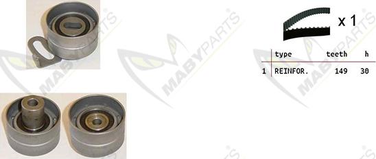 Mabyparts OBK010188 - Комплект зубчатого ремня ГРМ autospares.lv