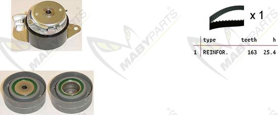 Mabyparts OBK010316 - Комплект зубчатого ремня ГРМ autospares.lv