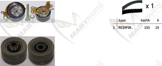 Mabyparts OBK010376 - Комплект зубчатого ремня ГРМ autospares.lv