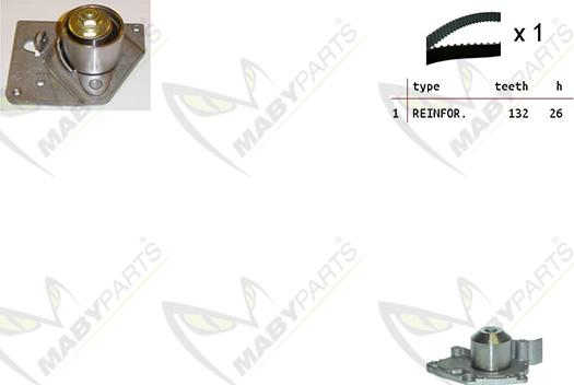 Mabyparts OBKWP0094 - Водяной насос + комплект зубчатого ремня ГРМ autospares.lv