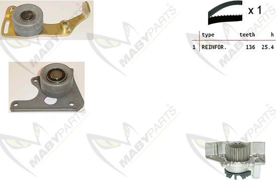 Mabyparts OBKWP0096 - Водяной насос + комплект зубчатого ремня ГРМ autospares.lv