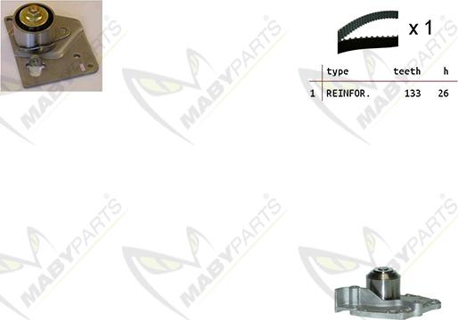 Mabyparts OBKWP0091 - Водяной насос + комплект зубчатого ремня ГРМ autospares.lv