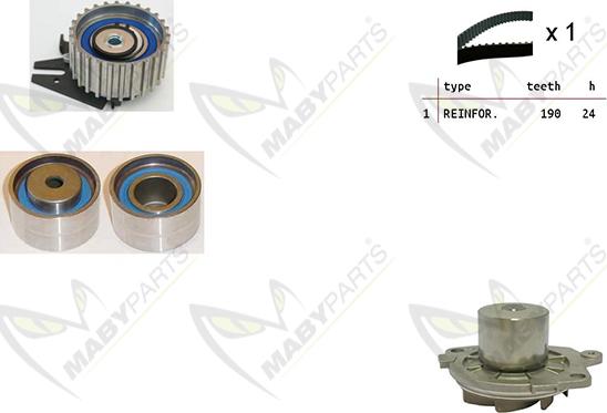 Mabyparts OBKWP0092 - Водяной насос + комплект зубчатого ремня ГРМ autospares.lv