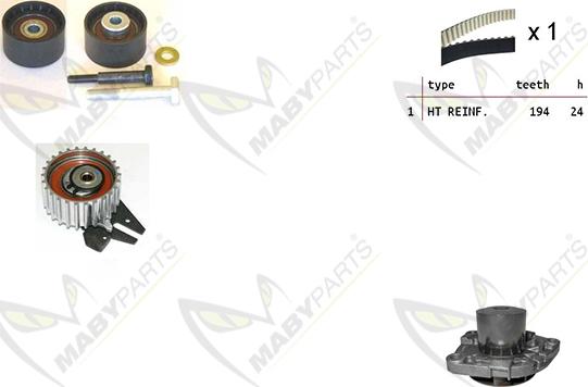 Mabyparts OBKWP0054 - Водяной насос + комплект зубчатого ремня ГРМ autospares.lv