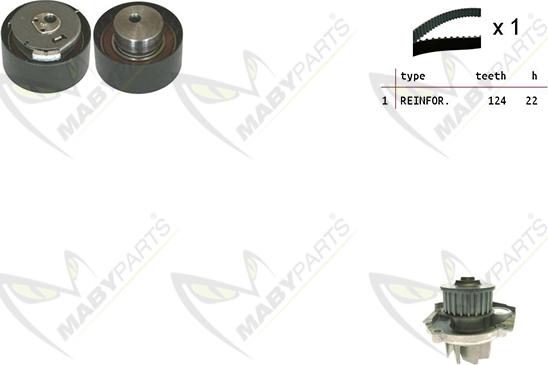 Mabyparts OBKWP0055 - Водяной насос + комплект зубчатого ремня ГРМ autospares.lv