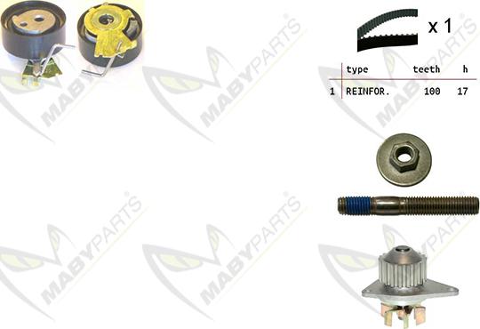 Mabyparts OBKWP0057 - Водяной насос + комплект зубчатого ремня ГРМ autospares.lv