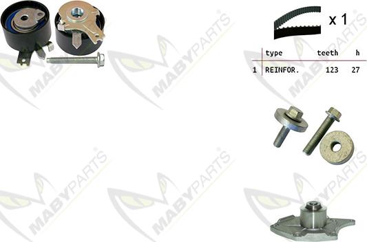 Mabyparts OBKWP0065 - Водяной насос + комплект зубчатого ремня ГРМ autospares.lv