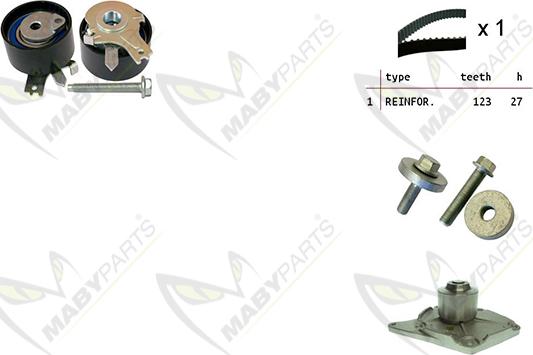 Mabyparts OBKWP0061 - Водяной насос + комплект зубчатого ремня ГРМ autospares.lv