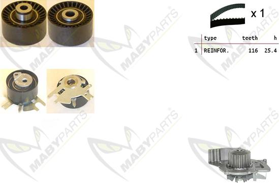 Mabyparts OBKWP0068 - Водяной насос + комплект зубчатого ремня ГРМ autospares.lv