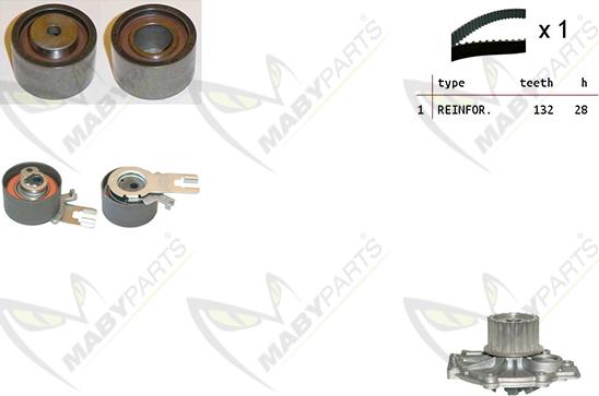 Mabyparts OBKWP0085 - Водяной насос + комплект зубчатого ремня ГРМ autospares.lv