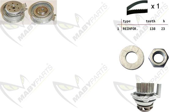 Mabyparts OBKWP0086 - Водяной насос + комплект зубчатого ремня ГРМ autospares.lv