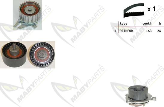 Mabyparts OBKWP0088 - Водяной насос + комплект зубчатого ремня ГРМ autospares.lv