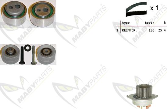 Mabyparts OBKWP0087 - Водяной насос + комплект зубчатого ремня ГРМ autospares.lv