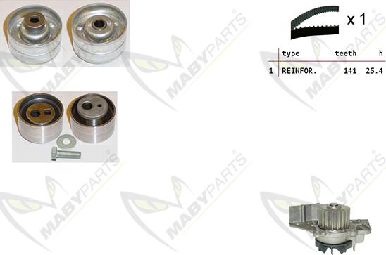 Mabyparts OBKWP0076 - Водяной насос + комплект зубчатого ремня ГРМ autospares.lv