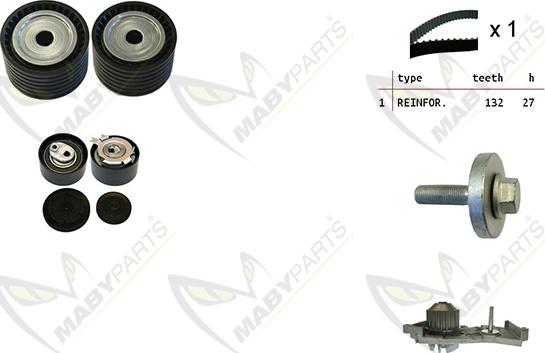 Mabyparts OBKWP0070 - Водяной насос + комплект зубчатого ремня ГРМ autospares.lv