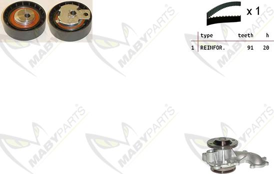 Mabyparts OBKWP0149 - Водяной насос + комплект зубчатого ремня ГРМ autospares.lv