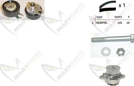 Mabyparts OBKWP0144 - Водяной насос + комплект зубчатого ремня ГРМ autospares.lv