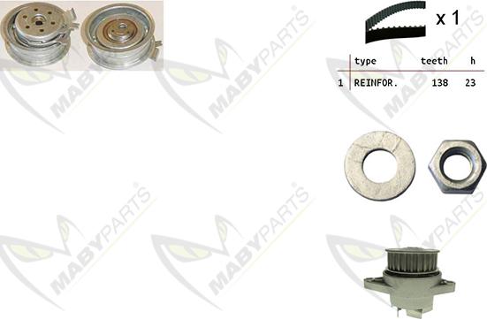 Mabyparts OBKWP0145 - Водяной насос + комплект зубчатого ремня ГРМ autospares.lv