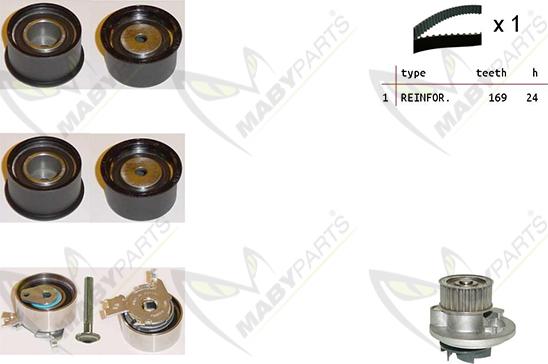 Mabyparts OBKWP0146 - Водяной насос + комплект зубчатого ремня ГРМ autospares.lv