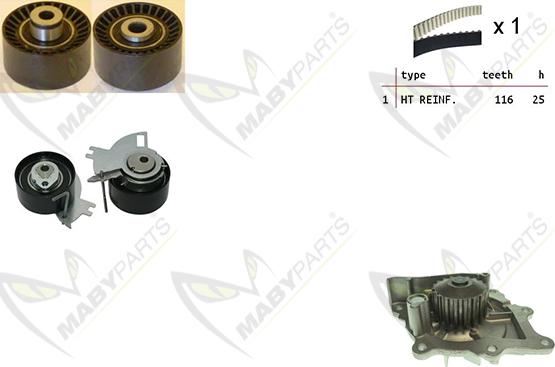 Mabyparts OBKWP0141 - Водяной насос + комплект зубчатого ремня ГРМ autospares.lv