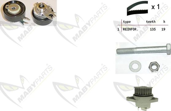 Mabyparts OBKWP0143 - Водяной насос + комплект зубчатого ремня ГРМ autospares.lv