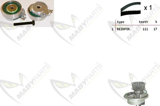 Mabyparts OBKWP0142 - Водяной насос + комплект зубчатого ремня ГРМ autospares.lv