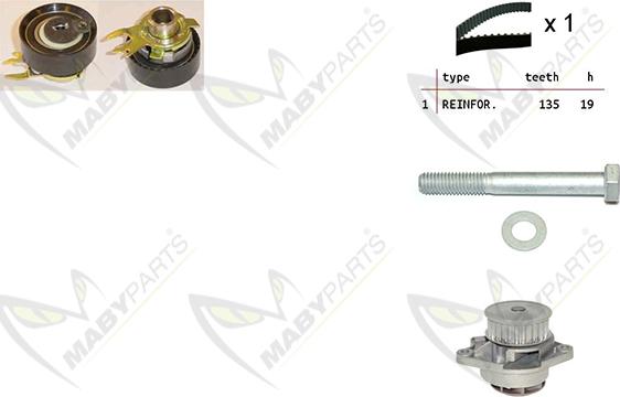 Mabyparts OBKWP0151 - Водяной насос + комплект зубчатого ремня ГРМ autospares.lv