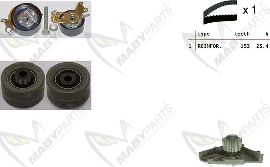 Mabyparts OBKWP0158 - Водяной насос + комплект зубчатого ремня ГРМ autospares.lv