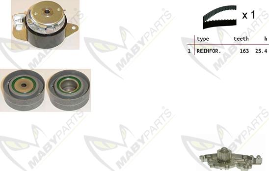 Mabyparts OBKWP0152 - Водяной насос + комплект зубчатого ремня ГРМ autospares.lv