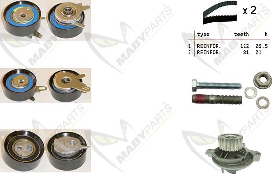 Mabyparts OBKWP0169 - Водяной насос + комплект зубчатого ремня ГРМ autospares.lv