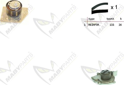 Mabyparts OBKWP0165 - Водяной насос + комплект зубчатого ремня ГРМ autospares.lv