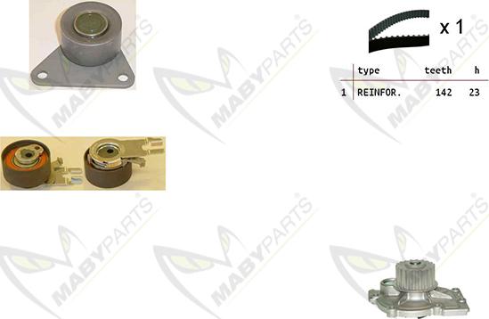 Mabyparts OBKWP0166 - Водяной насос + комплект зубчатого ремня ГРМ autospares.lv