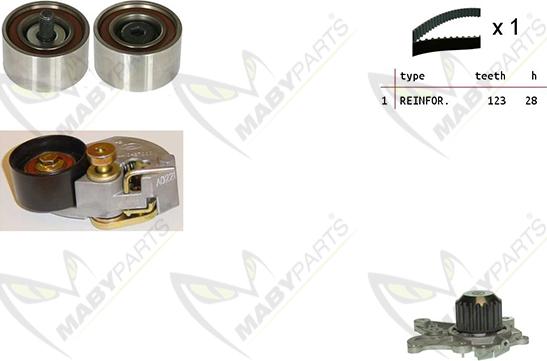 Mabyparts OBKWP0160 - Водяной насос + комплект зубчатого ремня ГРМ autospares.lv