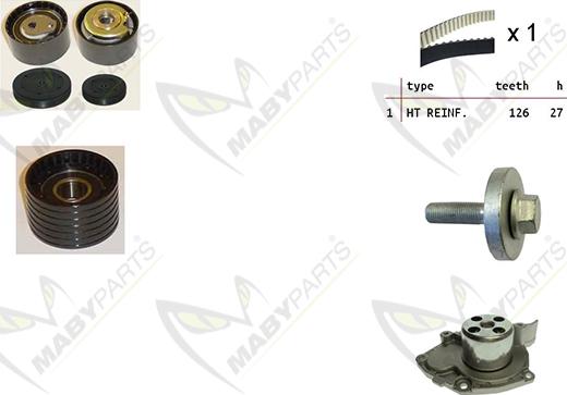 Mabyparts OBKWP0161 - Водяной насос + комплект зубчатого ремня ГРМ autospares.lv