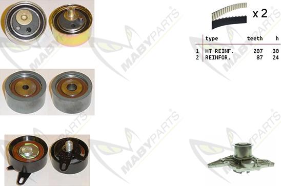 Mabyparts OBKWP0168 - Водяной насос + комплект зубчатого ремня ГРМ autospares.lv