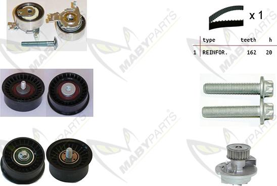 Mabyparts OBKWP0163 - Водяной насос + комплект зубчатого ремня ГРМ autospares.lv