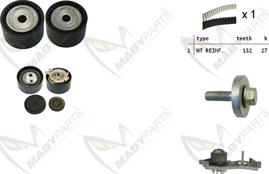 Mabyparts OBKWP0162 - Водяной насос + комплект зубчатого ремня ГРМ autospares.lv